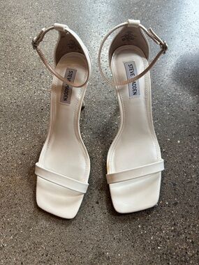Steve Madden White Strappy Ankle-Heel Sandals